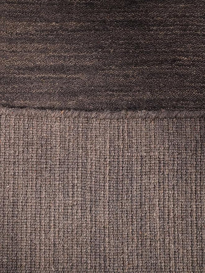 Hand Knotted Loom Wool ECO-Friendly Area Rugs - 6'7''x9'10'', Rectangle Shape, Charcoal Color, Plain Solid Design, High Pile Thick Handmade Anti Skid Area Rugs (L00111)