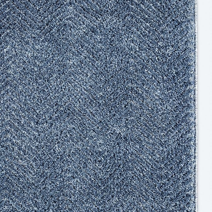 Well Woven Custom Size Hallway & Stair Runner- Harlow Pompeii Blue 27 Inches Wide x 35 Feet Long Runner (27" x 35') Runner Rug - Modern Chevron Pattern, Ultra-Soft, Easy-Clean