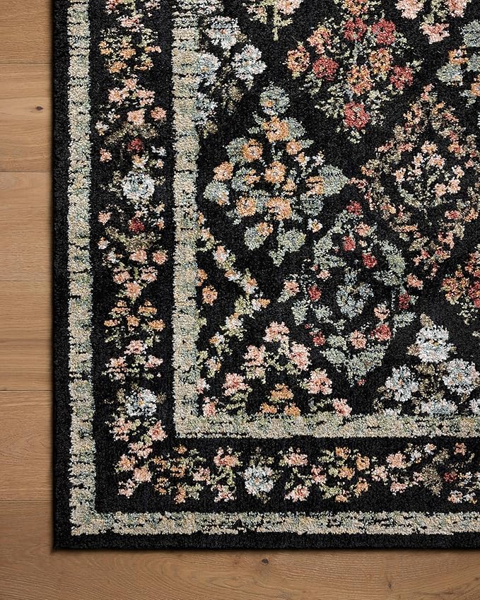 Loloi Rifle Paper Co. Laurel Collection LAU-04 Black/Multi 5'-3" x 7'-8" Area Rug