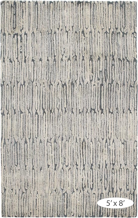 Dash and Albert Malone Everglade Hand Tufted Wool Rug, 10 X 14 Feet, Blue Graphic Pattern - Premium Luxury Hotel Quality Soft Breathable Hypoallergenic Machine Washable Easy Care All Season