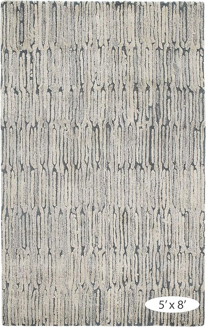 Dash and Albert Malone Everglade Hand Tufted Wool Rug, 8 X 10 Feet, Blue Graphic Pattern - Premium Luxury Hotel Quality Soft Breathable Hypoallergenic Machine Washable Easy Care All Season