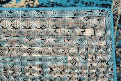 Unique Loom Taftan Collection Border Geometric Tribal Inspired Design Area Rug (3' 0 x 16' 5 Runner, Turquoise/ Gray)