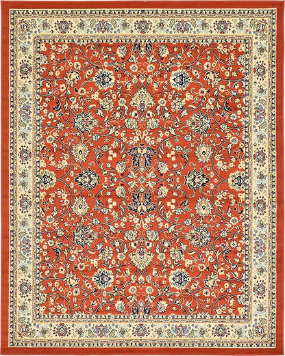Unique Loom Sialk Hill Collection Area Rug - Washington (7' 10" x 10' Rectangle Terracotta/Cream)