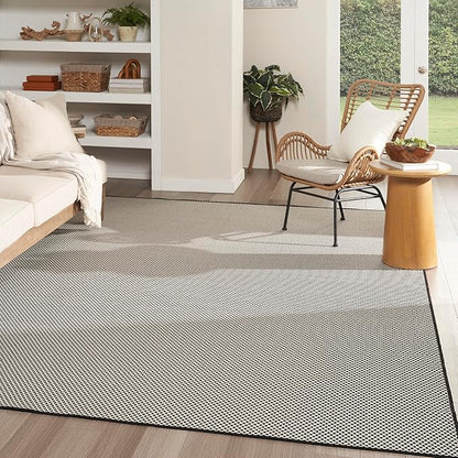 Nourison Home Courtyard Black White 8' x 10' Area Rug - Easy Clean, Non Shedding, Bed Room, Living Room, Dining Room, Kitchen (8' x 10')