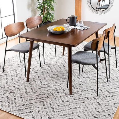 SAFAVIEH Adirondack Collection Area Rug - 8' Square, Ivory & Charcoal, Chevron Design, Non-Shedding & Easy Care, Ideal for High Traffic Areas in Living Room, Bedroom (ADR104N)