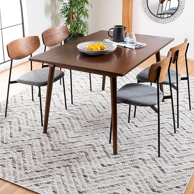 SAFAVIEH Adirondack Collection Area Rug - 10' x 14', Ivory & Charcoal, Chevron Design, Non-Shedding & Easy Care, Ideal for High Traffic Areas in Living Room, Bedroom (ADR104N)