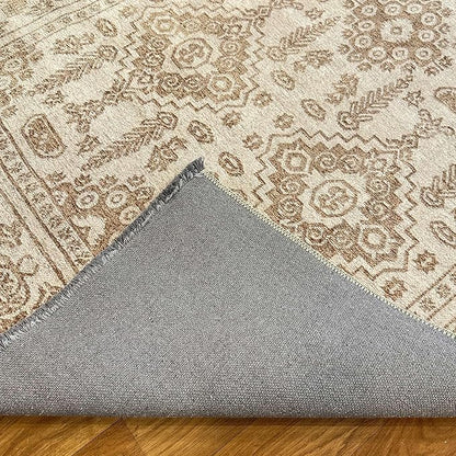 Alfa Rich 3x5 Beige Off White Washable Area Rugs for Living Room Bedroom Kitchen Dining Cotton Runner