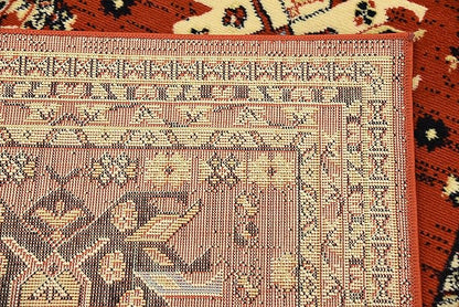 Unique Loom Taftan Collection Border Geometric Tribal Inspired Design Area Rug (2' 7 x 10' 0 Runner, Terracotta/ Ivory)