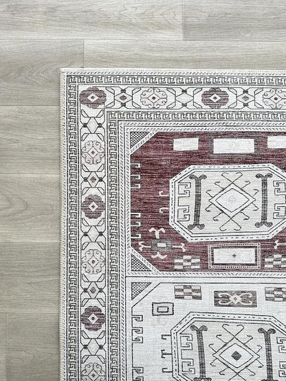 Fame Living Faded Oushak Rug, Turkish Vintage Floral Pastel Large Oversized Area Rugs for Living Room Dining Bedroom Kitchen Bathroom Nursery (848CrRd, 9' x 12')