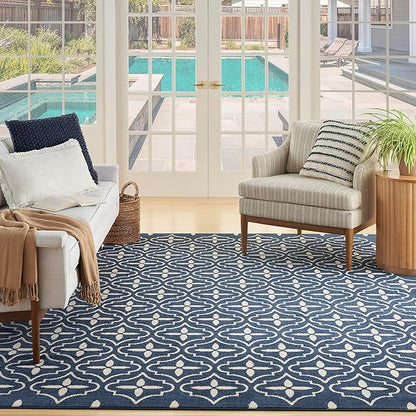 Nourison Home Nourison Essentials Navy Ivory 8' x 10' Area Rug - Easy Clean, Non Shedding, Bed Room, Living Room, Dining Room, Kitchen (8' x 10')
