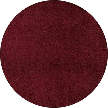 JONATHAN Y Haze Solid Low-Pile Dark Red 5' Round Indoor Area Rug, Coastal,Bohemian,Minimalist,Classic, Easy-Cleaning for Living Room,Bedroom,Kitchen,Pet Friendly,Non-Shedding (SEU100Q-5R)