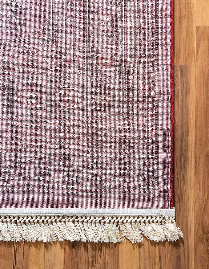 Unique Loom Tekke Collection Over-Dyed Saturated Traditional Torkaman Area Rug, 7 ft x 10 ft, Red/Burgundy