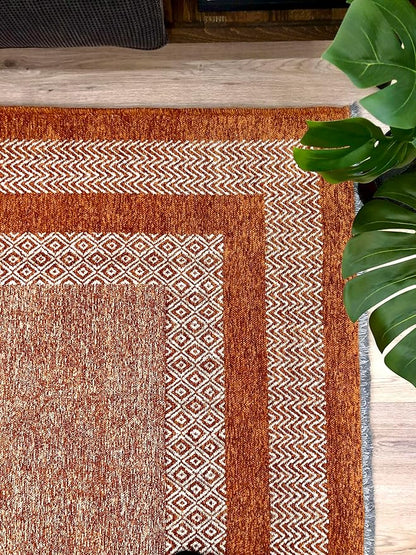 Alfa Rich 5x8 Burnt Orange Washable Area Rugs for Living Room Bedroom Kitchen Cotton Decor Rug