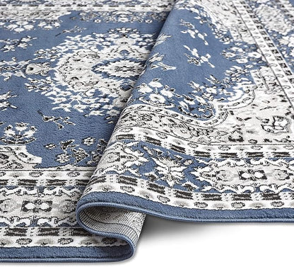 Home Dynamix Premium Sakarya Traditional Medallion Border Area Rug, Midnight Blue, 9'2"x12'5" Rectangle