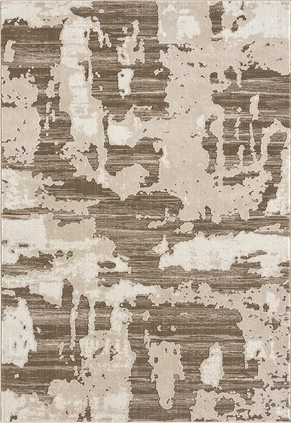 Abani Terra Area Rug for Living Room, Bedroom - Abstract Pattern - Brown Cream - 6' x 9' - Durable & Easy to Clean