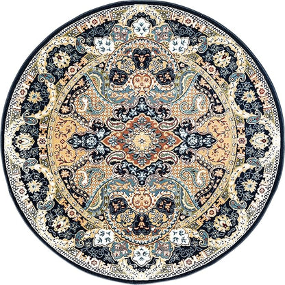 Unique Loom Narenj Collection Area Rug - Glasgow (5' 3" Round Navy Blue/Blue)