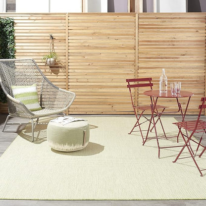 Nourison Home Courtyard Ivory Green 8' x 10' Area Rug - Easy Clean, Non Shedding, Bed Room, Living Room, Dining Room, Kitchen (8' x 10')