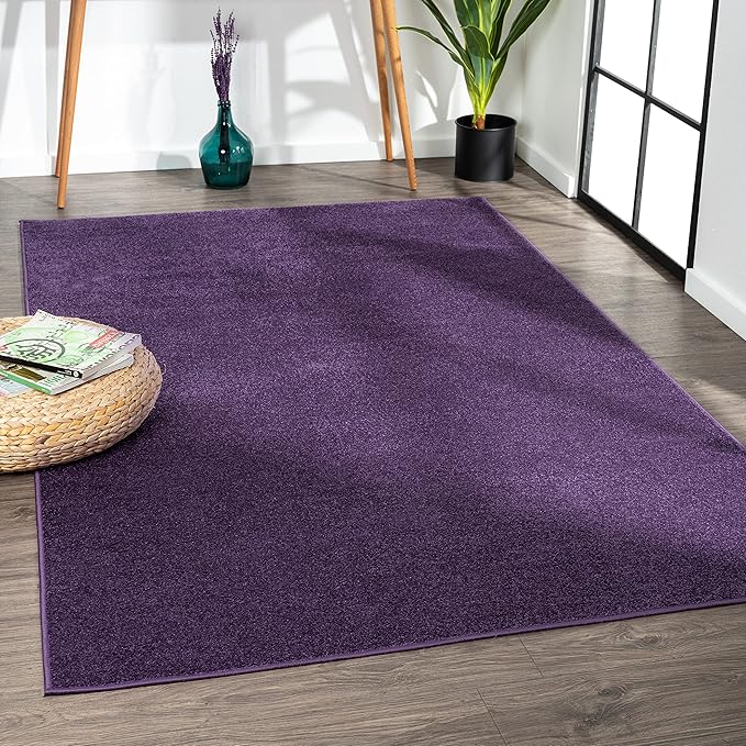 Eyely UES100N-3 Supersoft Haze Solid Low-Pile Indoor Area Rug Casual;Contemporary;Solid;Traditional, Bedroom, Kitchen, Living Room, Easy-Cleaning, Non-Shedding, 3 X 5, Purple