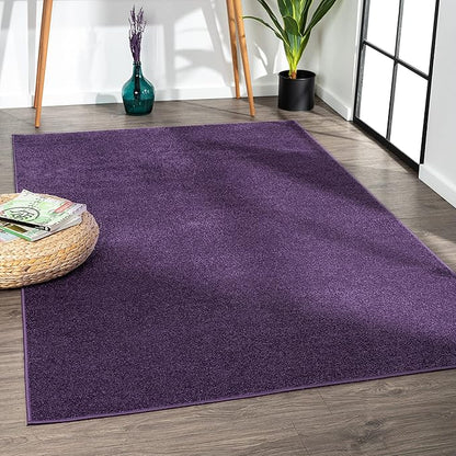 Eyely UES100N-5 Supersoft Haze Solid Low-Pile Indoor Area Rug Casual;Contemporary;Solid;Traditional, Bedroom, Kitchen, Living Room, Easy-Cleaning, Non-Shedding, 5 X 8, Purple