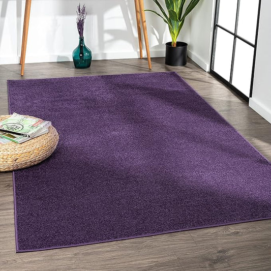 Eyely UES100N-5 Supersoft Haze Solid Low-Pile Indoor Area Rug Casual;Contemporary;Solid;Traditional, Bedroom, Kitchen, Living Room, Easy-Cleaning, Non-Shedding, 5 X 8, Purple
