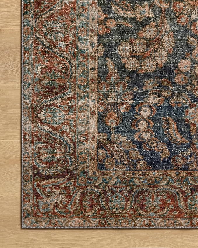 Loloi Chris Loves Julia Jules Collection JUL-10 Ocean/Spice 9'-6' x 14', .13' Pile Height, Area Rug