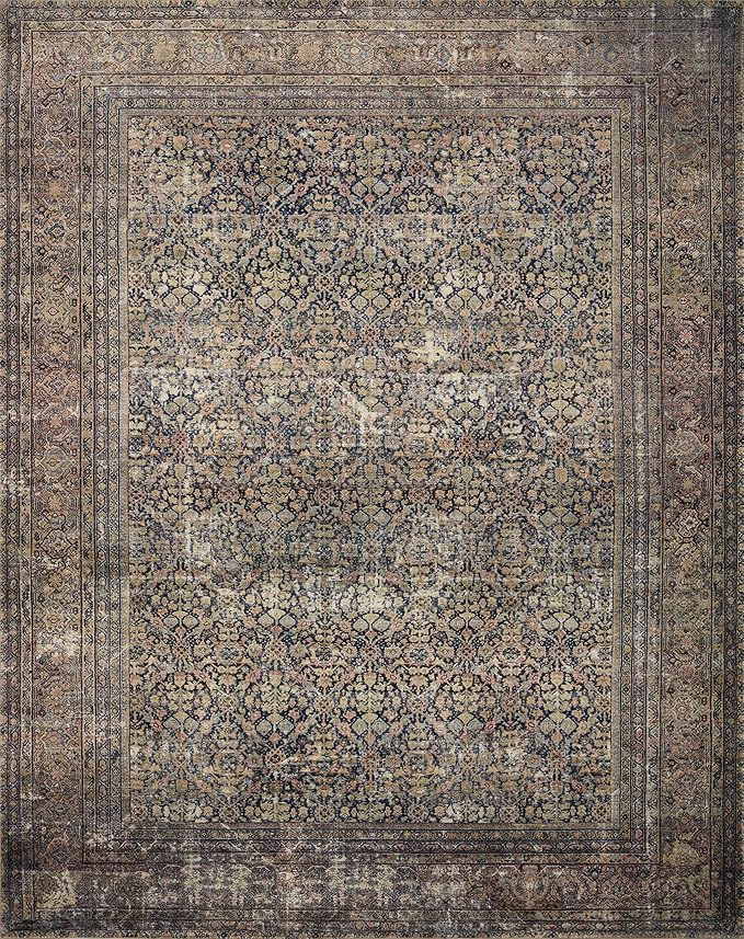 Loloi Amber Lewis Morgan Collection MOG-03 Denim/Multi 2'-0" x 5'-0" 38" Thick Accent Rug feat. CloudPile, Neutral, Room Décor, Vintage Inspired, Livingroom, Bedroom, Dining Area