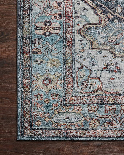 Loloi Margot Collection MAT-05 Ocean/Brick 2'-6" x 9'-6" Runner Rug feat. CloudPile, No-Shed Easy Clean Large Patterned Area Rug for Living Room, Bedroom, Dining Area