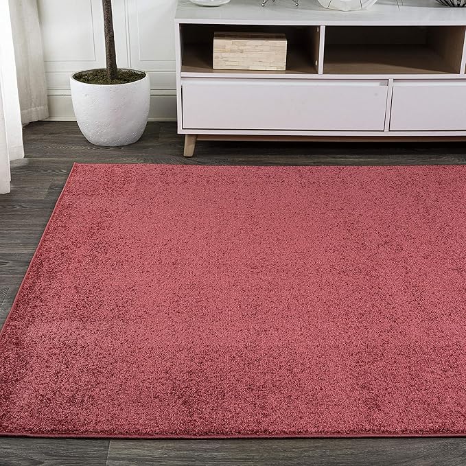 Eyely UES100E-3 Supersoft Haze Solid Low-Pile Indoor Area Rug Casual;Contemporary;Solid;Traditional, Bedroom, Kitchen, Living Room, Easy-Cleaning, Non-Shedding, 3 X 5, Red