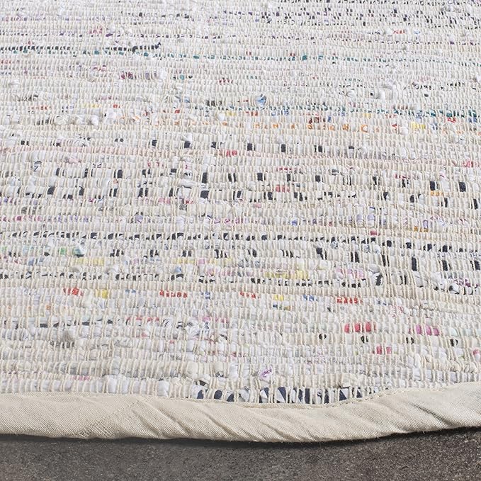 SAFAVIEH Rag Rug Collection X-Large Area Rug - 12' x 18', Ivory & Multi, Handmade Boho Stripe Cotton, Ideal for High Traffic Areas in Living Room, Bedroom (RAR121G)