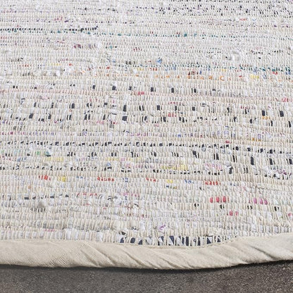 SAFAVIEH Rag Rug Collection 7' Round Ivory/Multi RAR121G Handmade Boho Stripe Cotton Area Rug