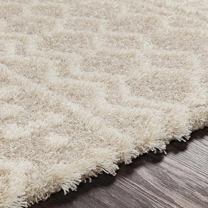 Livabliss Hapsburg Moroccan Shag Area Rug, 6'7" Round, Beige