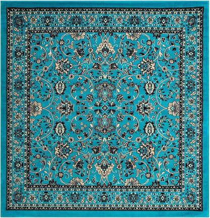 Unique Loom Sialk Hill Collection Area Rug - Washington (8' Square Turquoise/Black)