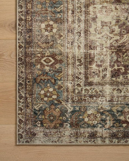 Loloi Magnolia Home by Joanna Gaines Sinclair Collection SIN-01 Rust/Lagoon 2'-3" x 7'-6", .25" Pile Height, Machine Washable, Runner Rug