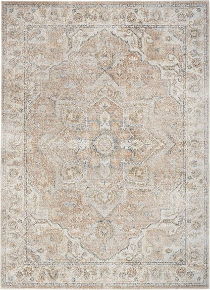 Nourison Home Astra Machine Washable Beige 5'3" x 7' Area Rug - Easy Clean, Non Shedding, Bed Room, Living Room, Dining Room, Kitchen (5' x 7')