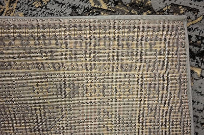 Unique Loom Taftan Collection Border Geometric Tribal Inspired Design Area Rug (2' 11 x 16' 5 Runner, Gray/ Black)