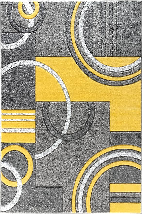 GLORY RUGS Area Rug Modern Soft Hand Carved Contemporary Floor Carpet with Premium Fluffy Texture for Indoor Living Dining Room and Bedroom Area (4x6, Yellow)