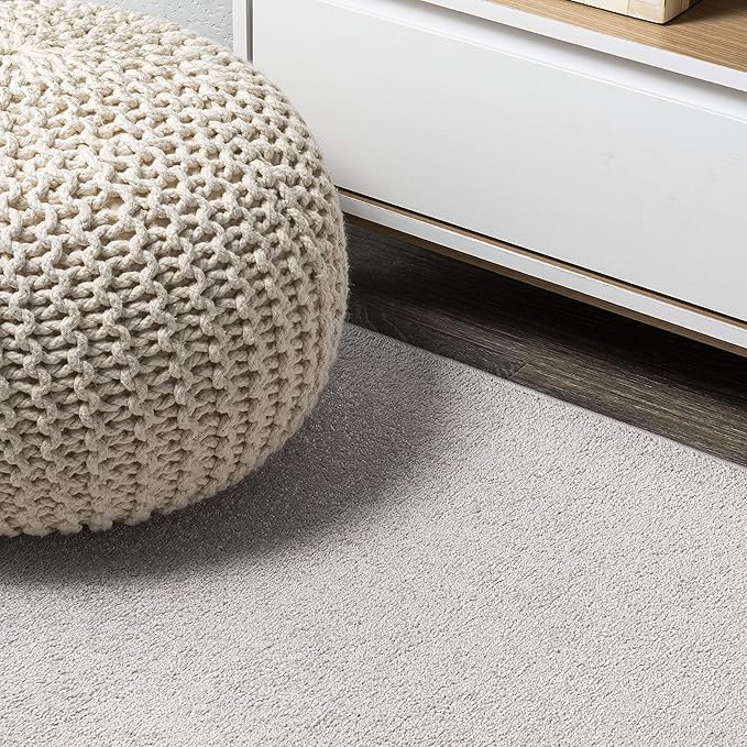 Eyely UES100D-5SQ Supersoft Haze Solid Low-Pile Indoor Area Rug Casual;Contemporary;Solid;Traditional, Bedroom, Kitchen, Living Room, Easy-Cleaning, Non-Shedding, 5' Square, Ivory