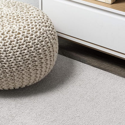Eyely UES100D-5SQ Supersoft Haze Solid Low-Pile Indoor Area Rug Casual;Contemporary;Solid;Traditional, Bedroom, Kitchen, Living Room, Easy-Cleaning, Non-Shedding, 5' Square, Ivory