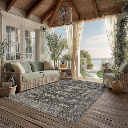 Area Rug Non Slip Machine Washable Ultra Soft Living Room/Bedroom/Kitchen/Outdoor/Classroom Silver, 5'×7'