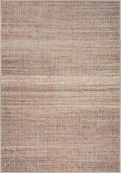 GLN Rugs Contemporary Collection - Machine Washable Area Rug, Contemporary Washable, Non Slip, Low Pile Chenille Rug, Living Room, Bedroom, Kitchen Rug (6' x 9' Terra/Brown)