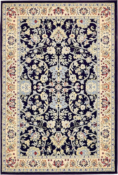 Unique Loom Sialk Hill Collection Area Rug - Washington (4' 1" x 6' 1" Rectangle Navy Blue/Cream)