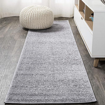 Eyely UES100A-216 Supersoft Haze Solid Low-Pile Indoor Runner Rug, Coastal, Bohemian, Minimalist, Classic, Casual for Bedroom,Kitchen,Living Room,Non Shedding,Easy-Washing, Gray, 2 X 16