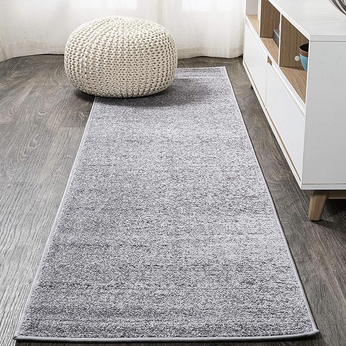 JONATHAN Y Haze Solid Low-Pile Gray Runner Rug 2x12, Coastal,Bohemian,Minimalist,Classic, Easy-Cleaning for Living Room,Bedroom,Kitchen,Pet Friendly,Non-Shedding (SEU100A-212)