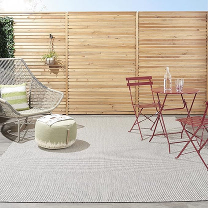 Nourison Home Courtyard Ivory Charcoal 9' x 12' Area Rug - Easy Clean, Non Shedding, Bed Room, Living Room, Dining Room, Kitchen (9' x 12')
