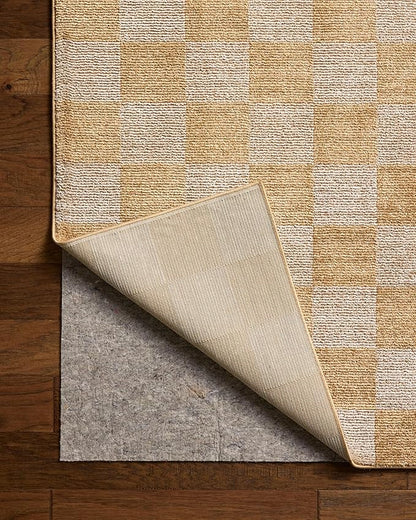 Loloi Chris Loves Julia Calvin Collection CLV-01 Apricot/Ivory 7'-10" x 10' Area Rug Checkered Neutral Soft Living Room Bedroom Carpet