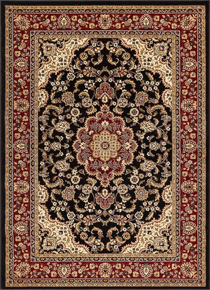 Well Woven Barclay Collection Medallion Kashan Black 8x10 Area Rug - for Living Room, Bedroom, and Dining Room