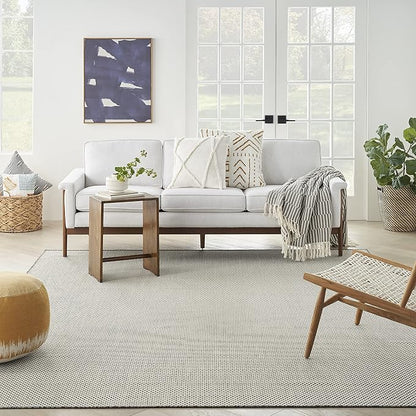 Nourison Home Courtyard Ivory Charcoal 7' x 10' Area Rug - Easy Clean, Non Shedding, Bed Room, Living Room, Dining Room, Kitchen (7' x 10')