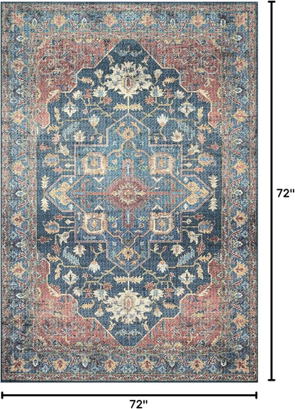 Loloi Skye Collection SKY-08 Denim/Brick 6'-0" x 6'-0" Round Area Rug