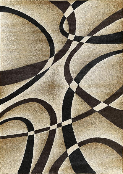 GLORY RUGS Modern Large Area Rug 8x10 Brown Swirls Carpet Bedroom Living Room Contemporary Dining Accent Sevilla Collection 4816 (8x10, Brown)
