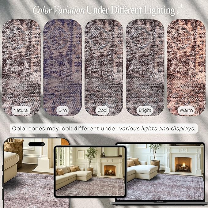 Turkish Rug. Washable Vintage Oriental Antique Inspired Traditional Doormat Small Modern Area Rugs Luxury Entryway Entry Bedroom Bathroom Kitchen (397CB, 2' x 3')